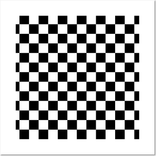 Black Checked Racetrack Flag Chessboard Pattern Posters and Art